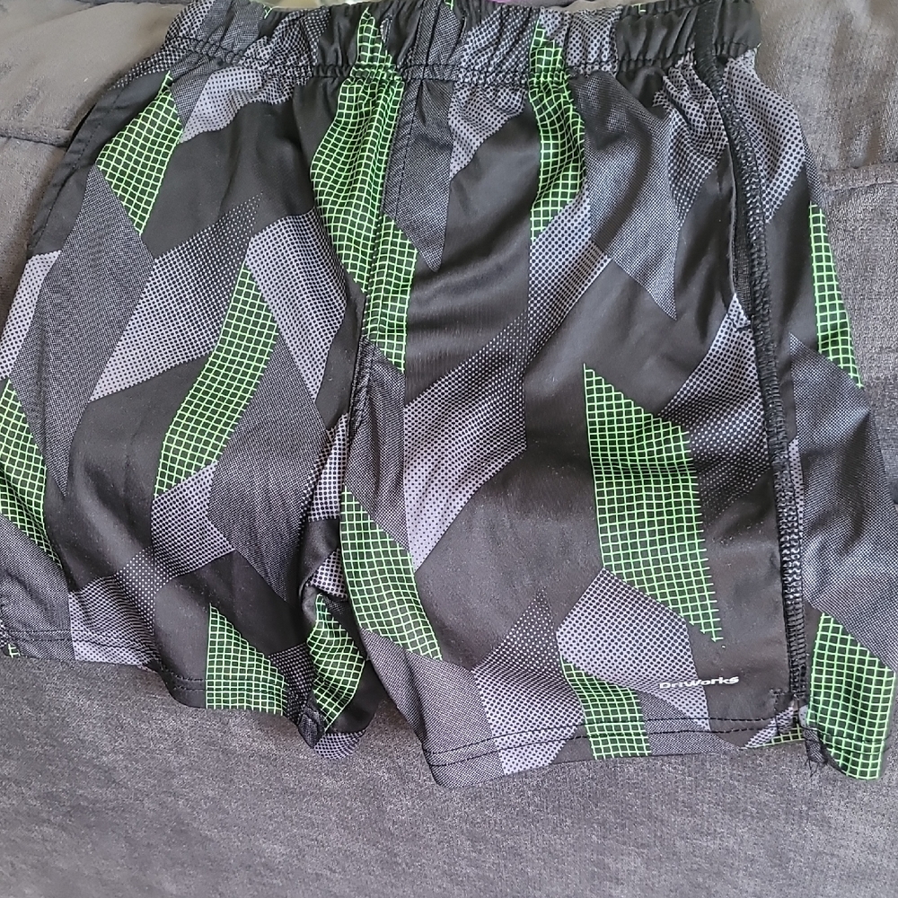 Athletic Works Black and Green Patterned Boy's Shorts